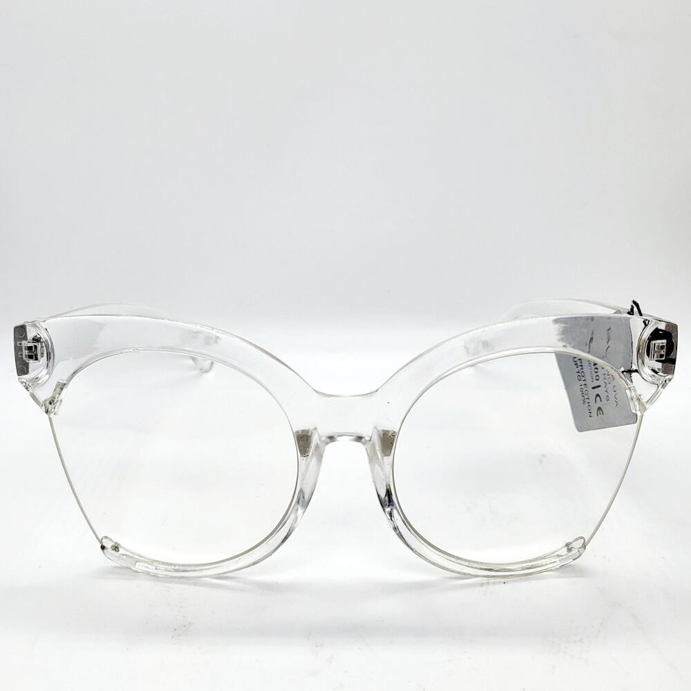 Cat Eye Oversized Clear and Transparent Lightweight Glasses